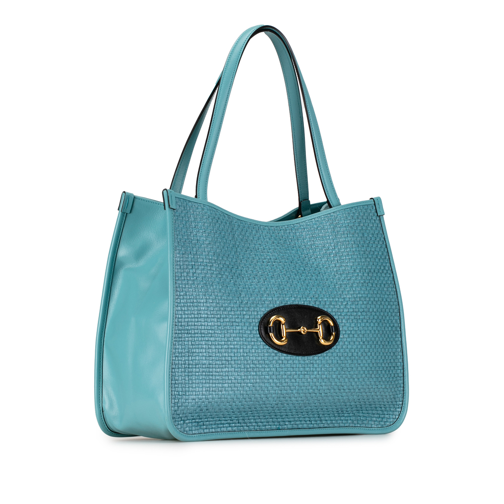 Pre-Loved Gucci Medium Straw Horsebit 1955 Tote - Picture 2 of 10